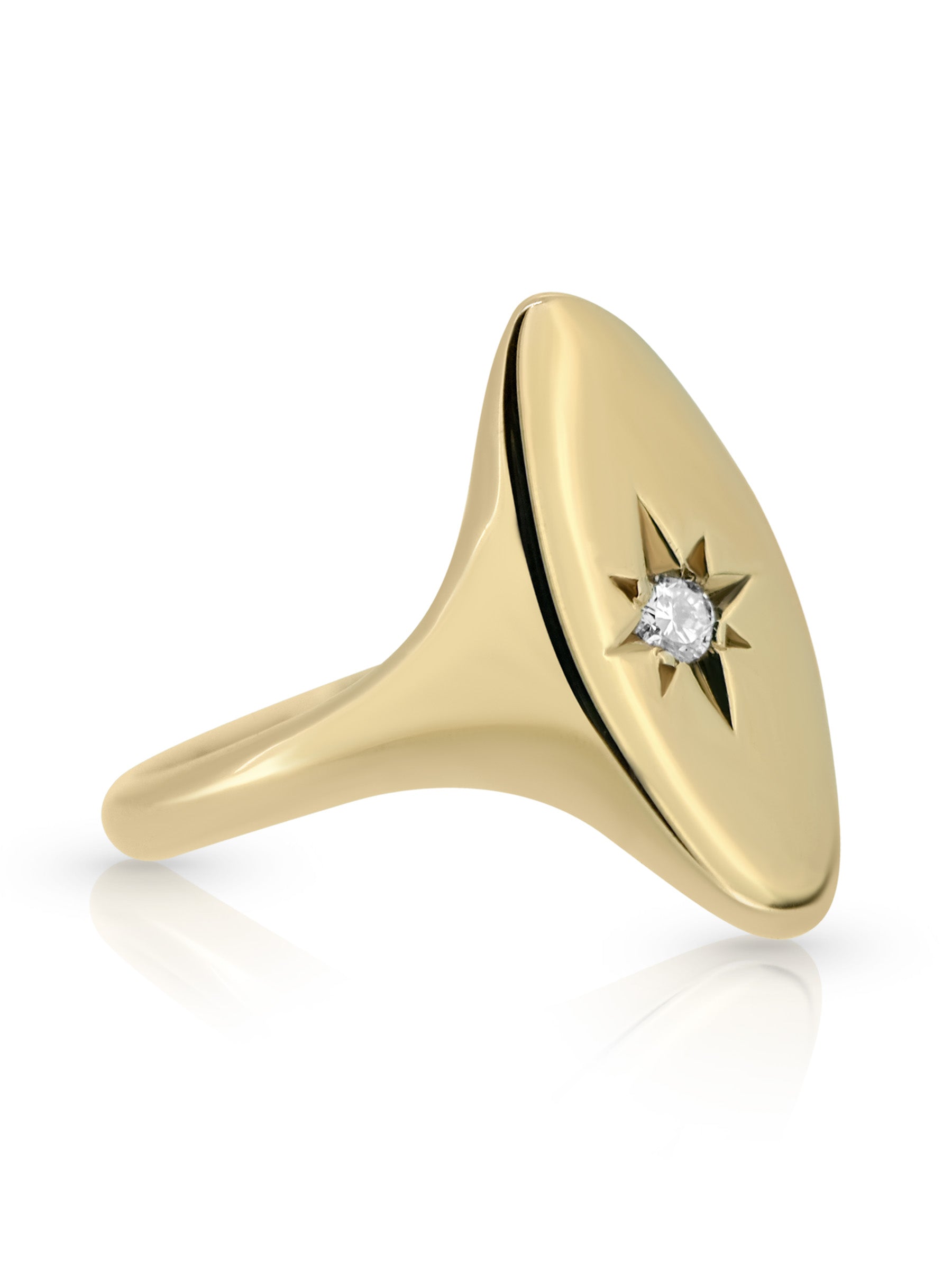 Diamond Oval Signet Ring