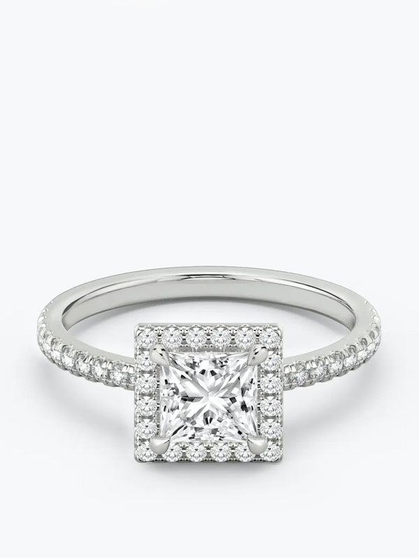 1.5ct G colour SI1 clarity Princess Cut Halo