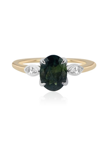 Green Sapphire Lotus Ring