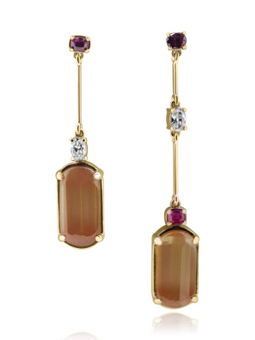 Marquise Twin Stud - Natural Ruby