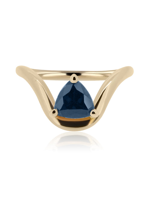 1.22ct Trilliant Blue Sapphire Ring