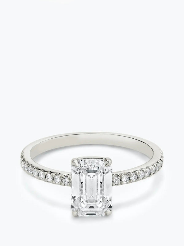 2ct G colour VVS1 clarity Emerald Cut w/ Pave Shoulders
