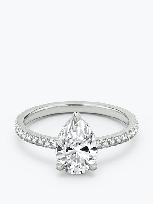 1ct D colour SI1 clarity Pear Cut w/ Pave Shoulders