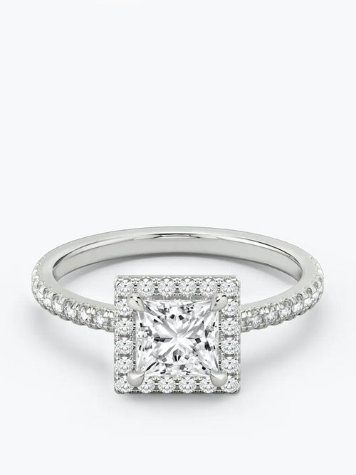 1.5ct G colour SI1 clarity Princess Cut Halo